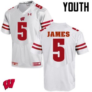 Youth Wisconsin Badgers NCAA #5 Chris James White Authentic Under Armour Stitched College Football Jersey PV31O35XO